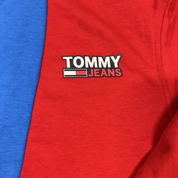 Tommy Hilfiger Sweatshirt Mens Medium Red Blue Colorblock Pullover 1/4 Zip - Picture 4 of 12